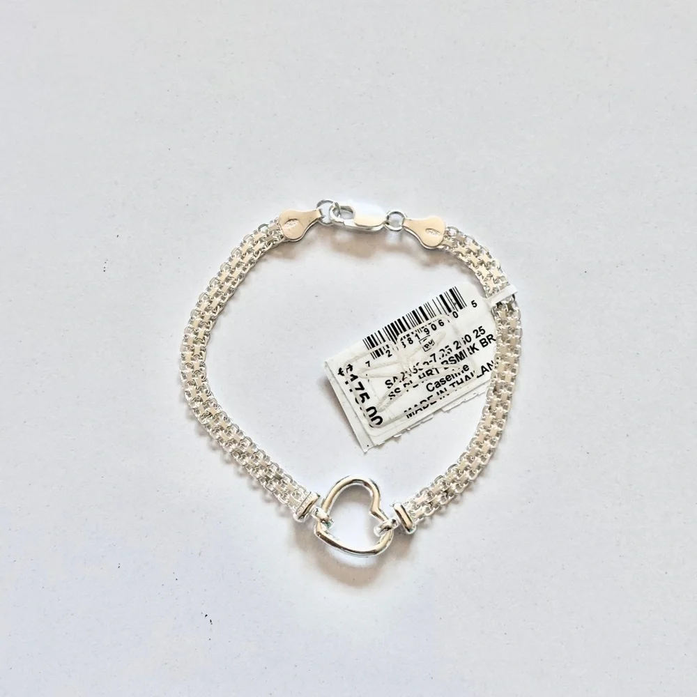 Brand Name Sterling Silver Heart Chain Bracelet - Picture 1 of 3